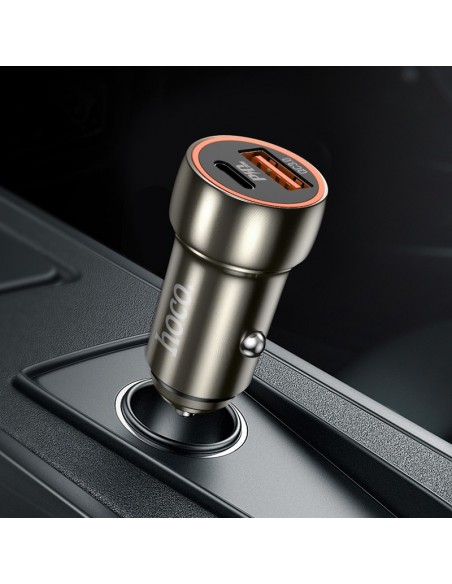 Įkroviklis automobilinis Hoco Z46A USB-A/Type-C PD20W+QC3.0 pilkas
