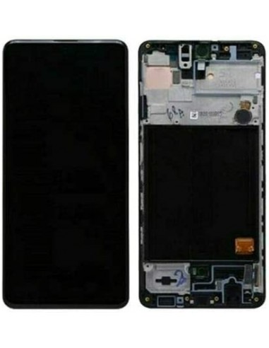 Ekranas Samsung A515 A51 su lietimui jautriu stikliuku ir rėmeliu juodas OLED (real size)