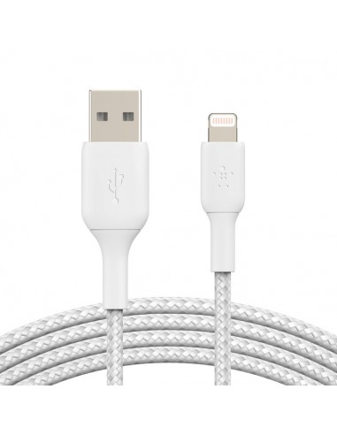USB kabelis Belkin Boost Charge Braided USB-A to Lightning 1.0m baltas