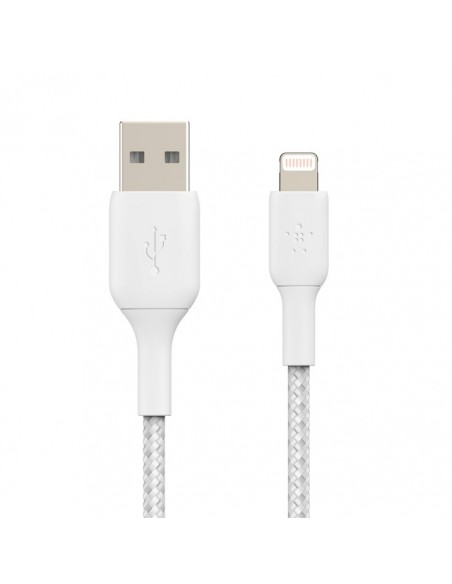 USB kabelis Belkin Boost Charge Braided USB-A to Lightning 1.0m baltas