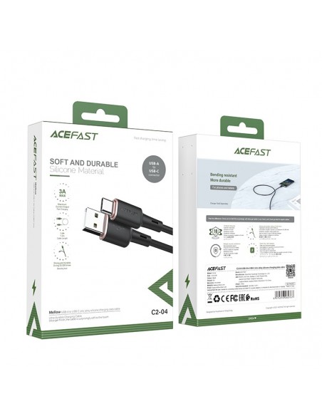 USB kabelis Acefast C2-04 USB-A to USB-C 1.2m juodas