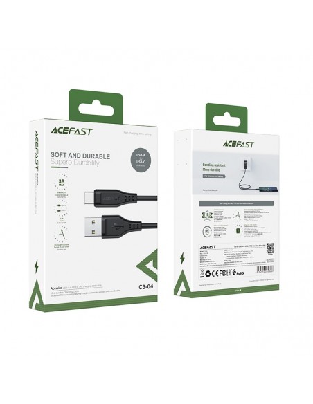 USB kabelis Acefast C3-04 USB-A to USB-C 1.2m juodas