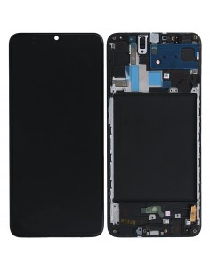 Ekranas Samsung A705 A70 su lietimui jautriu stikliuku su rėmeliu juodas (real size) OLED