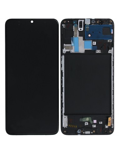 Ekranas Samsung A705 A70 su lietimui jautriu stikliuku su rėmeliu juodas (real size) OLED