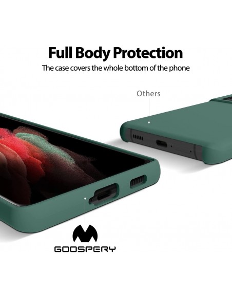 Dėklas Mercury Silicone Case Samsung A145 A14 4G/A146 A14 5G tamsiai žalias