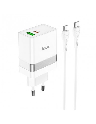 Įkroviklis buitinis Hoco N21 USB-A/Type-C PD30W+QC3.0 + Type-C baltas