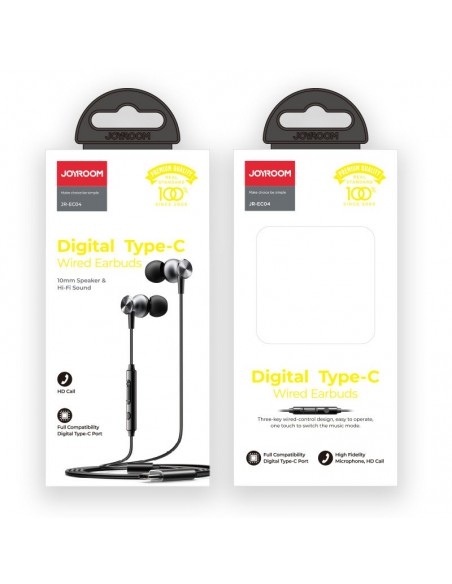 Ausinės Joyroom JR-EC04 Type-C sidabrinės