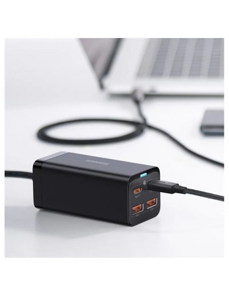 Įkroviklis buitinis Baseus GaN3 Pro 2xType-C/2xUSB 100W juodas CCGP000101