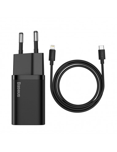 Įkroviklis buitinis Baseus Super Si 20W + Lightning 1.0m juodas TZCCSUP-B01