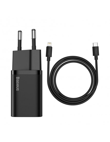 Įkroviklis buitinis Baseus Super Si 20W + Lightning 1.0m juodas TZCCSUP-B01