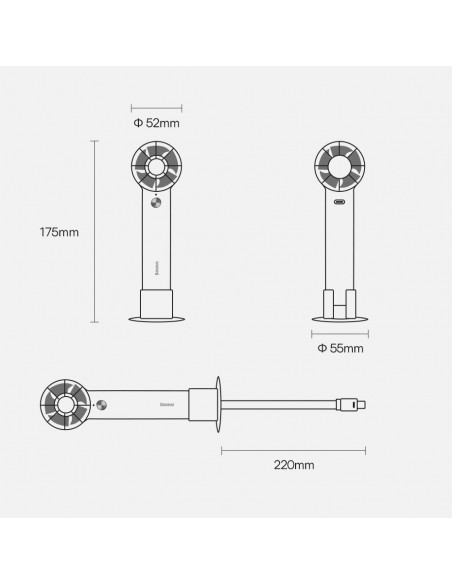 Stalinis ventiliatorius Baseus Flyer Turbine 4000mAh + Lightning 0.2m baltas ACFX010002