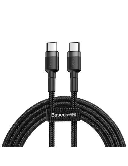 USB kabelis Baseus Cafule PD60W Type-C 2.0m pilkas-juodas CATKLF-HG1