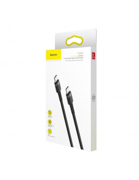 USB kabelis Baseus Cafule PD60W Type-C 2.0m pilkas-juodas CATKLF-HG1