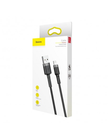 USB kabelis Baseus Cafule USB-A to Lightning 1.5A 2.0m pilkas-juodas CALKLF-CG1
