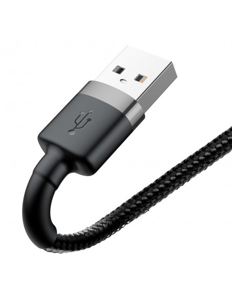USB kabelis Baseus Cafule USB-A to Lightning 2.4A 1.0m pilkas-juodas CALKLF-BG1