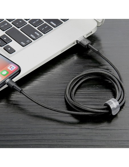 USB kabelis Baseus Cafule USB-A to Lightning 2.4A 1.0m pilkas-juodas CALKLF-BG1