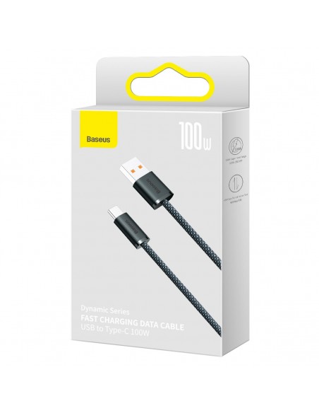 USB kabelis Baseus Dynamic 100W USB-A to Type-C 1.0m pilkas CALD000616