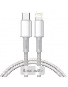 USB kabelis Baseus High Density Braided PD20W Type-C to Lightning 1.0m baltas CATLGD-02