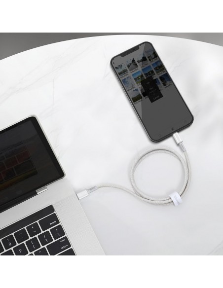 USB kabelis Baseus High Density Braided PD20W Type-C to Lightning 1.0m baltas CATLGD-02