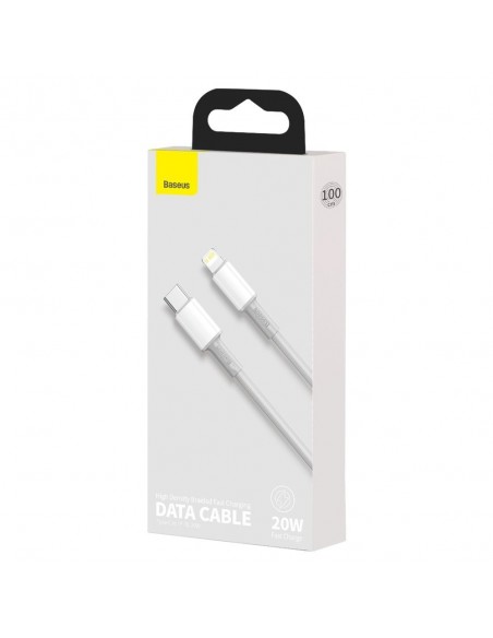 USB kabelis Baseus High Density Braided PD20W Type-C to Lightning 1.0m baltas CATLGD-02