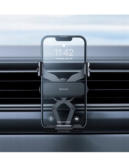 Automobilinis telefono laikiklis Baseus tvirtinamas į ventiliacijos groteles, juodas SUWX010001