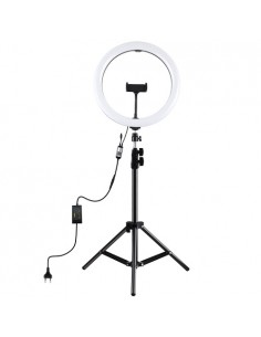 LED žiedinė lempa 30cm, su trikoju stovu iki 1.1m ir telefono laikikliu