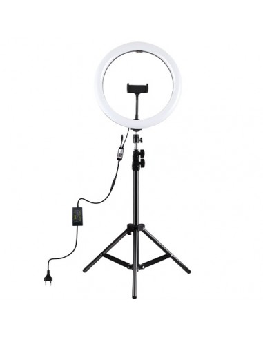 LED žiedinė lempa 30cm, su trikoju stovu iki 1.1m ir telefono laikikliu
