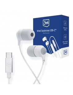 Ausinės 3mk Wired Earphones USB-C baltos