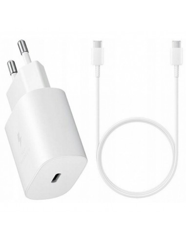 Įkroviklis originalus Samsung EP-TA800NW 25W + Type-C kabelis 25W baltas