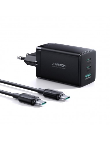 Įkroviklis buitinis Joyroom GaN JR-TCG01 2xUSB-C/USB-A 65W + USB-C cable 1.2m juodas