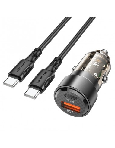 Įkroviklis automobilinis Borofone BZ20 PD20W+QC3.0 38W + Type-C juodas