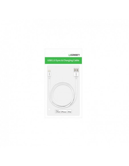 USB kabelis Ugreen US155 MFi USB to Lightning 2.4A 1.0m baltas