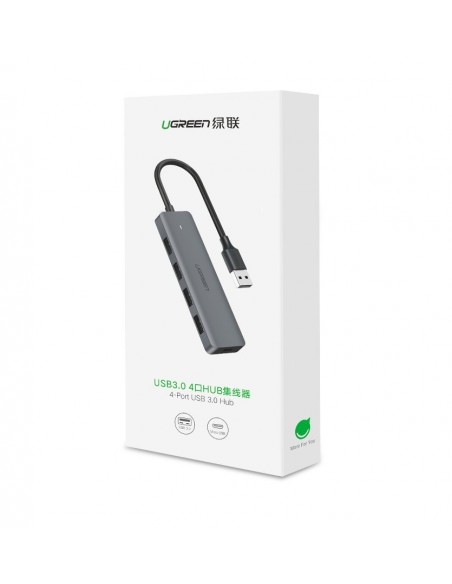 USB šakotuvas Ugreen CM219 USB-A to 4xUSB-A (MicroUSB Power Supply) pilkas