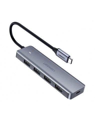 USB šakotuvas Ugreen CM219 USB-C to 4xUSB-A (USB-C Power Supply) pilkas