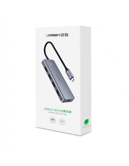 USB šakotuvas Ugreen CM219 USB-C to 4xUSB-A (USB-C Power Supply) pilkas
