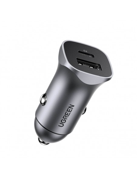 Įkroviklis automobilinis Ugreen CD130 USB-C/USB-A 30W pilkas