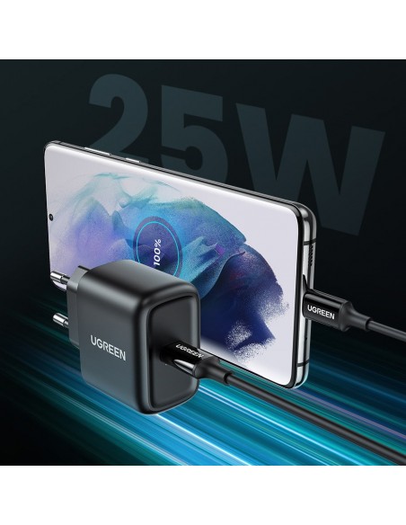 Įkroviklis buitinis Ugreen CD250 USB-C 25W + USB-C cable 2.0m juodas