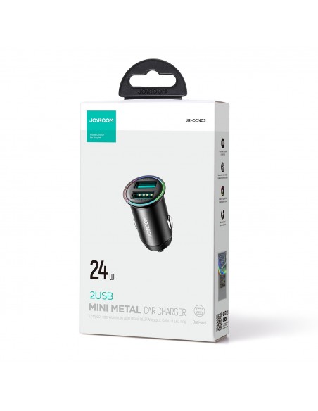 Įkroviklis automobilinis Joyroom JR-CCN03 2xUSB-A 24W juodas