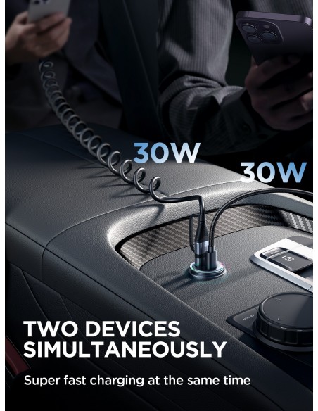 Įkroviklis automobilinis Joyroom JR-CCN04 USB-C/USB-A 60W juodas
