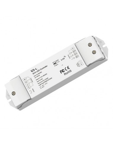 V3-L nuolatinės įtampos RGB valdiklis, 12-48V, 3x 6A, Push Dimm