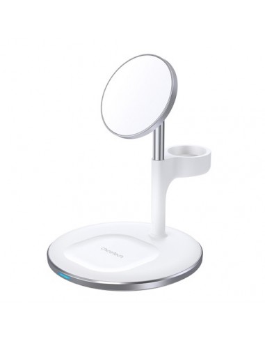 MagSafe bevielis įkroviklis su stovu CHOETECH, 3in1, 15W, baltas