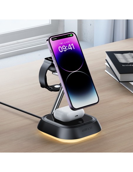 Įkroviklis belaidis Acefast E16 3-in-1 15W juodas