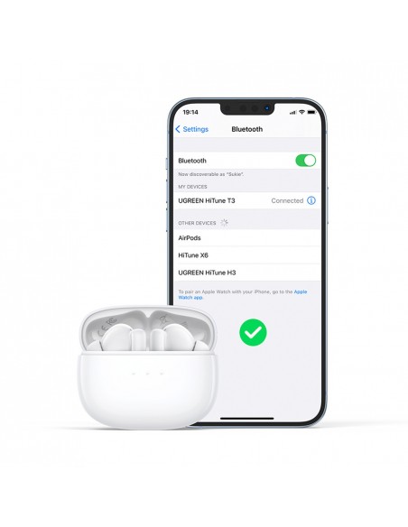 Belaidės ausinės Ugreen WS106 HiTune T3 Active Noise-Cancelling Earbuds baltos