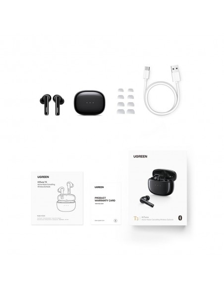 Belaidės ausinės Ugreen WS106 HiTune T3 Active Noise-Cancelling Earbuds juodos