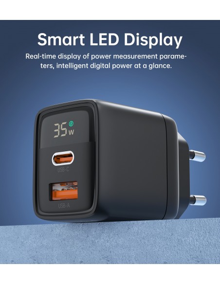 Įkroviklis Choetech PD6052 USB-C/USB-A PD35W GaN juodas