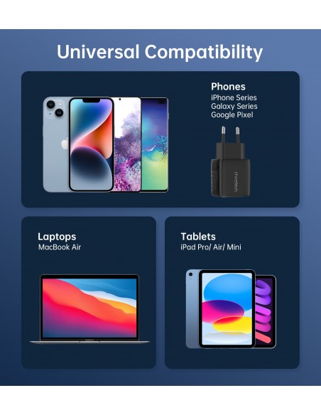 Įkroviklis Choetech PD6052 USB-C/USB-A PD35W GaN juodas