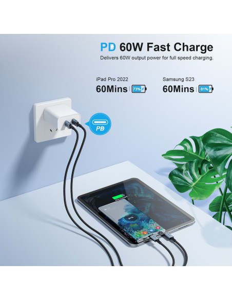 USB kabelis Choetech XCC-1015 USB-C to USB-C PD60W 2.0m juodas