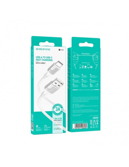 USB kabelis Borofone BX101 USB-A to USB-C 1.0m baltas