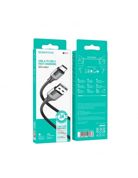USB kabelis Borofone BX101 USB-A to USB-C 1.0m juodas