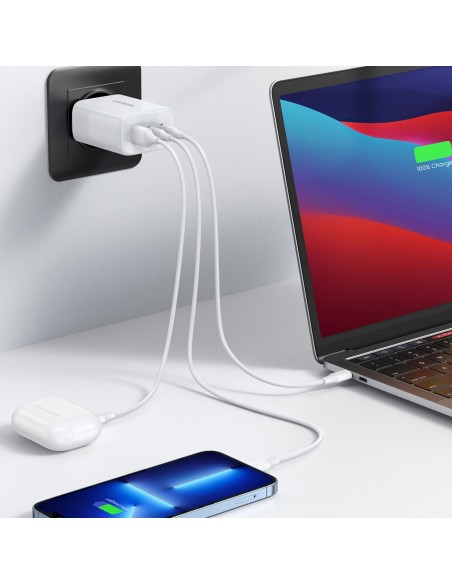 Įkroviklis Ugreen CD275 2xUSB-C/USB-A 65W baltas